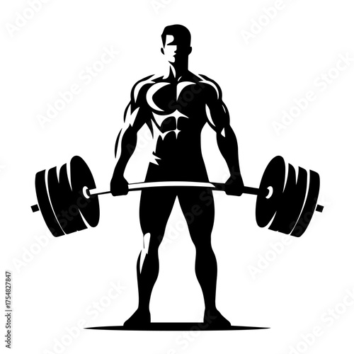 black and white vector silhouette of gym person