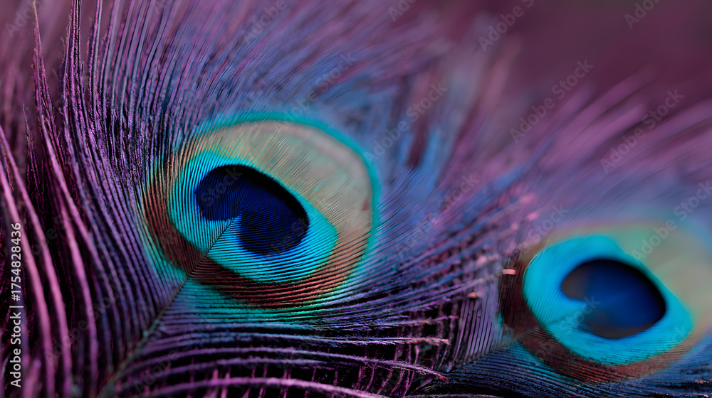 Fototapeta premium Close-up of vibrant peacock feathers with intricate patterns and details