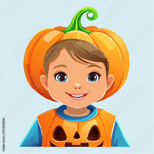 Kleinkind im Kürbiskostüm