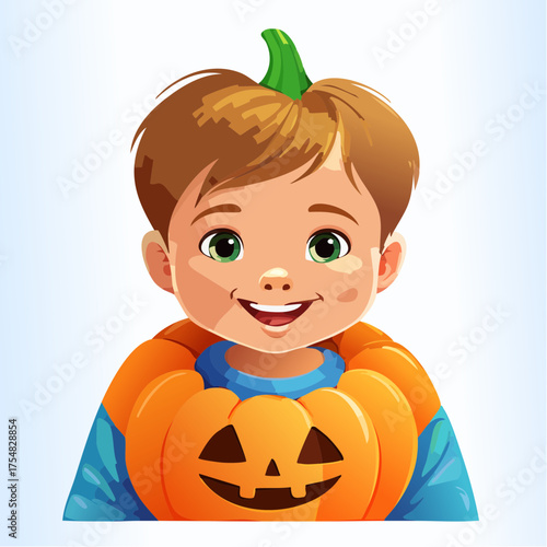 Kleinkind im Kürbiskostüm