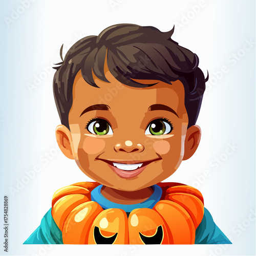 Kleinkind im Kürbiskostüm