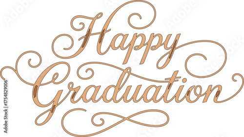 Elegant Happy Graduation Scripted Text Design for Celebration.