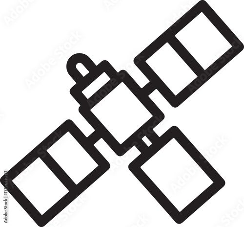 Illustration of a satellite, representing space technology, communication, or broadcasting symbolizes global connectivity and data transmission on
