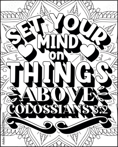 Bible Verse Coloring Page for Adults. Holy Christian Bible Quote Coloring Page.