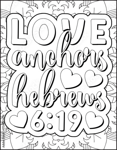 Bible Verse Coloring Page for Adults. Holy Christian Bible Quote Coloring Page.