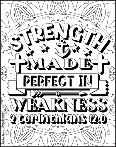 Bible Verse Coloring Page for Adults. Holy Christian Bible Quote Coloring Page.