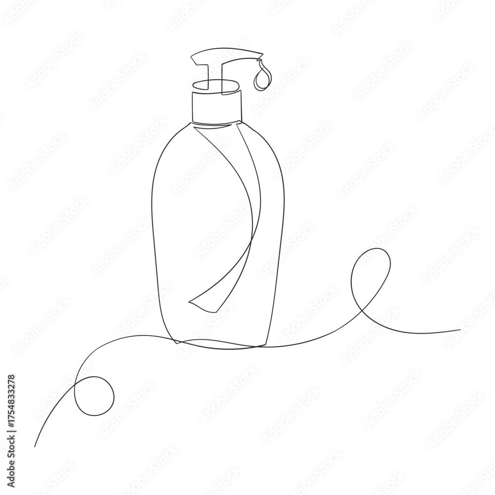 Obraz premium Continuous one line drawing of cosmetic cream. One line drawing illustration of face cream lotion. International beauty day Skincare concept line art. Editable outline