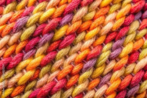 Wallpaper Mural Vibrant Yarn Texture: A close-up view reveals a captivating texture of intertwined yarn, boasting a rich spectrum of colors and intricate knitting pattern. The soft. Torontodigital.ca