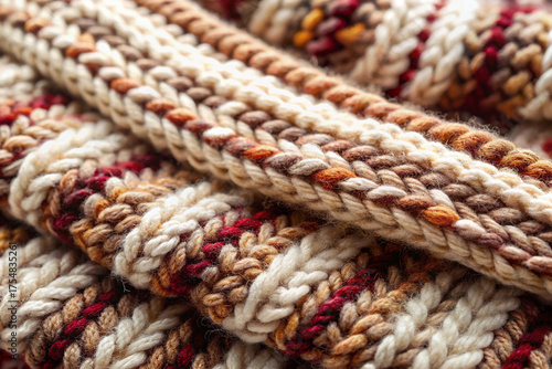 Wallpaper Mural Artisanal Knitted Warmth: A cozy macro-shot showcases a detailed knitted pattern, with intricate stitches in a symphony of earth-toned colors. Torontodigital.ca