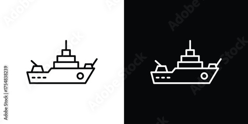 Warship icon - Line Style. symbol template design