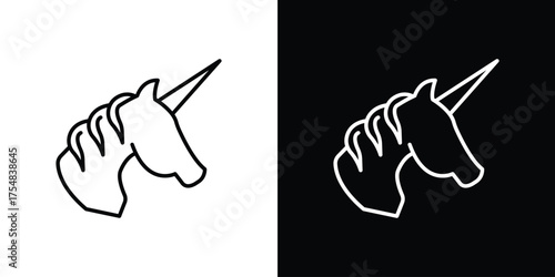Unicorn icon - Line Style. symbol template design