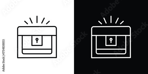 Treasure chest icon - Line Style. symbol template design