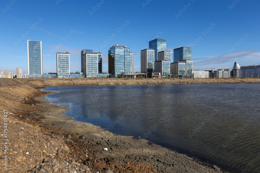 Fototapeta premium Astana is the capital of the Republic of Kazakhstan. The city is located in the north of the country, on the banks of the Ishim River. 