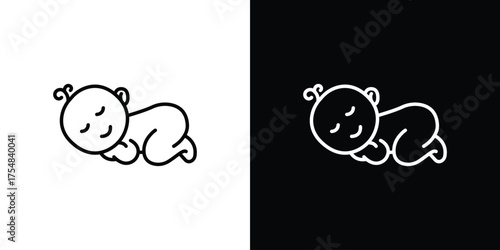 Sleeping baby icon - Line Style. symbol template design