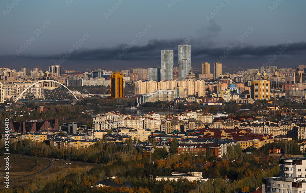 Fototapeta premium Astana is the capital of the Republic of Kazakhstan. The city is located in the north of the country, on the banks of the Ishim River. 