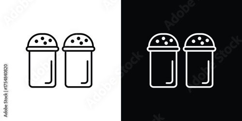 Salt and pepper shakers icon - Line Style. symbol template design