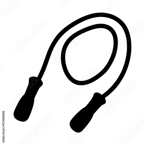 Black and white illustration of a skipping rope for exercise fitness