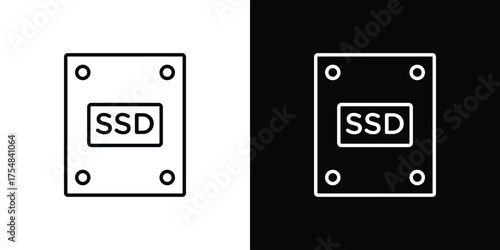 SSD drive icon - Line Style. symbol template design