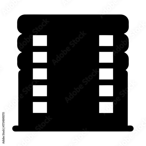 Black and White Symbol of 35mm Film Negative Filmstrip Icon