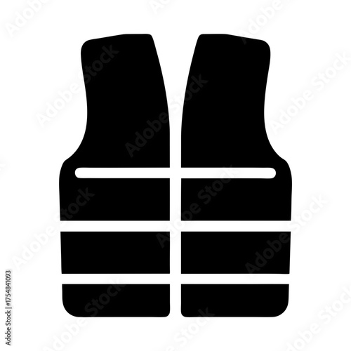 Black and white safety vest icon for boating, life saving or construction