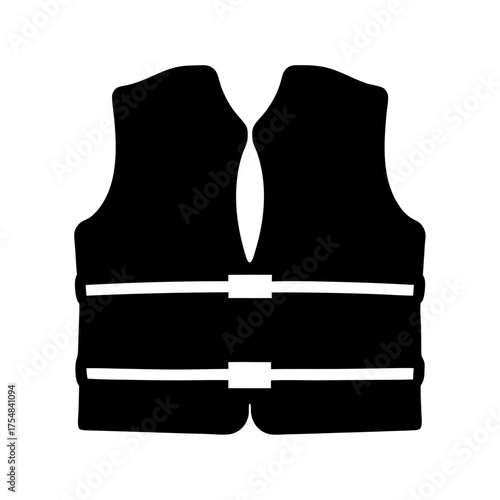 Black silhouette of a safety life vest with two white straps