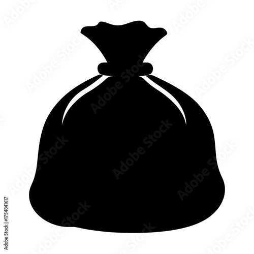 Black Silhouette of a Large Bag Filled With Items or Goods