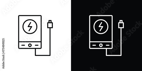 Power bank icon - Line Style. symbol template design