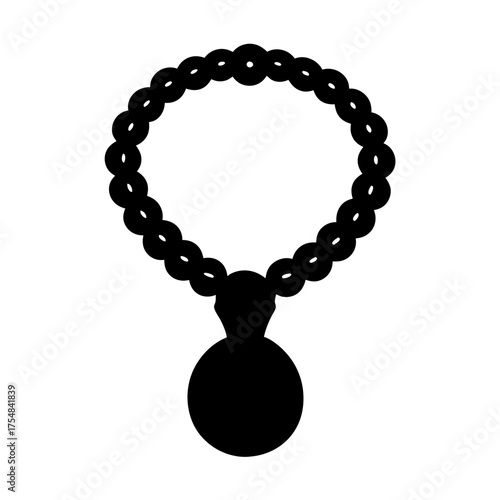 Elegant beaded necklace with a large round pendant in silhouette form