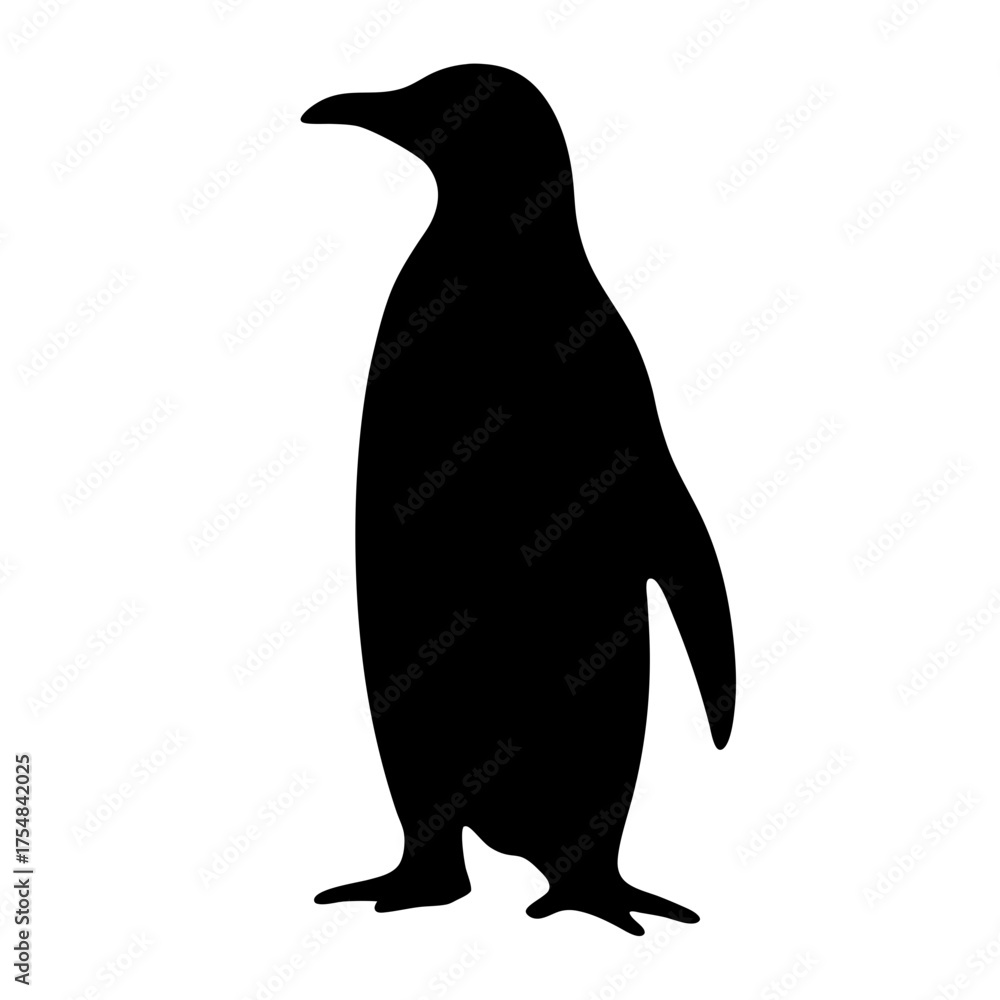 Naklejka premium Striking black silhouette of a penguin standing majestically on a white background