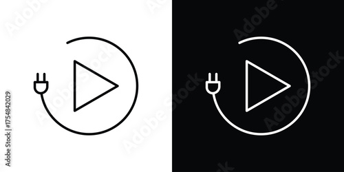 Plug and play icon - Line Style. symbol template design