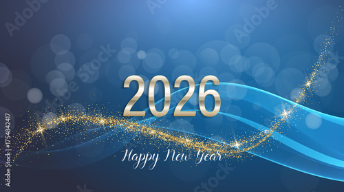 2026 Happy New Year Blue design