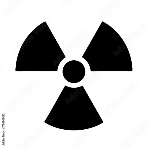 Radioactive hazard symbol in simple black and white illustration with high contrast