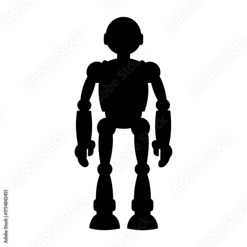 Silhouette of futuristic humanoid robot figure, technology, design, and artificial intelligence