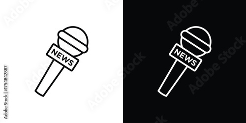 News microphone icon - Line Style. symbol template design