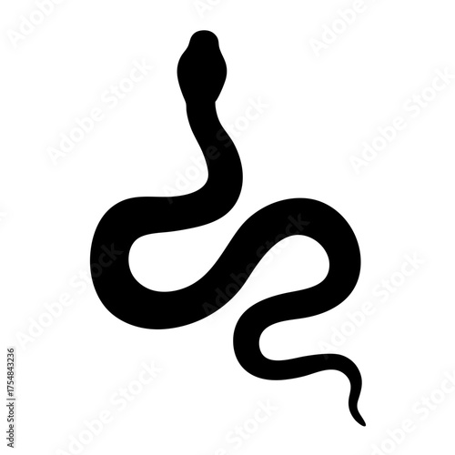 Striking Snake Silhouette Illustration on White Background a Deadly Reptilian Design