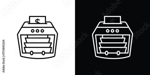 Money counting machine icon - Line Style. symbol template design