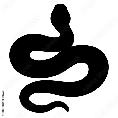 Snake silhouette icon representing danger or wildlife, Black silhouette icon of a coiled snake, symbolizing danger, reptiles, wildlife, venom, nature, and animal symbolism in various cultures.
