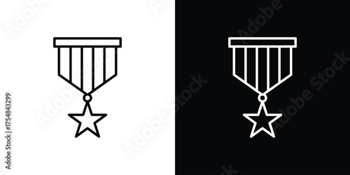 Military medal icon - Line Style. symbol template design
