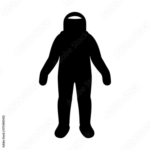 Silhouette of a person wearing a hazmat suit or full body covering