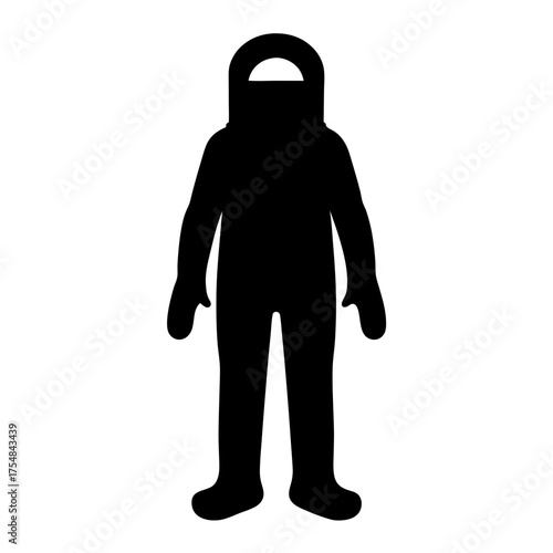 Silhouette of a person in a full body hazmat suit protection uniform