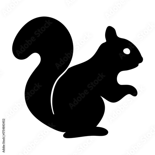 Stylized black silhouette of a squirrel with a bushy tail design