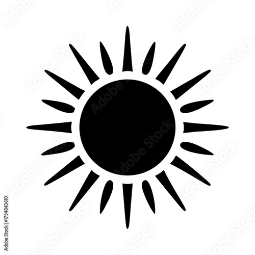Simple graphic of a sun with rays emanating from the center circle