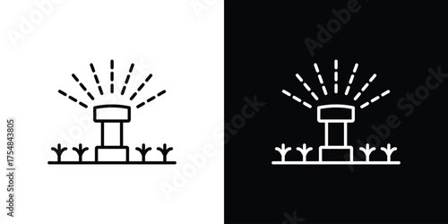 Lawn sprinkler icon - Line Style. symbol template design