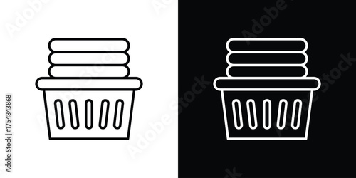 Laundry basket icon - Line Style. symbol template design