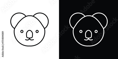 Koala head icon - Line Style. symbol template design