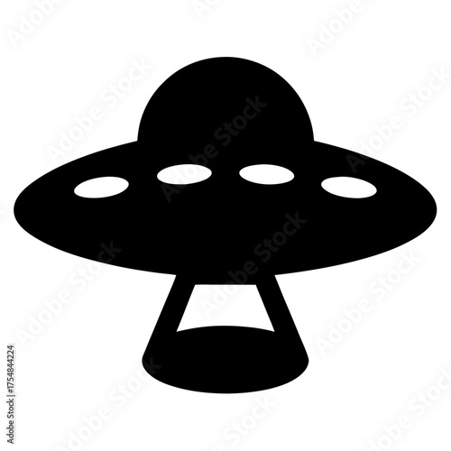 Flying Saucer Silhouette against White Sky ready to invade the Earth