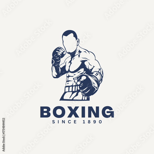 Dynamic boxer in fighting stance showcases power and determination, perfect for sports branding and fitness promotions