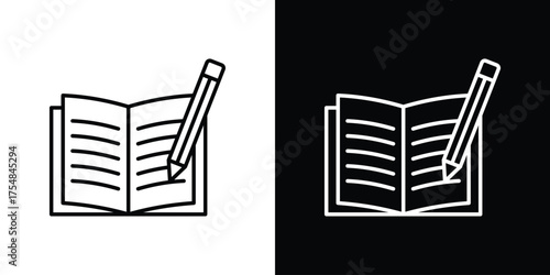 Homework icon - Line Style. symbol template design