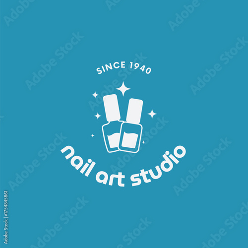 Elegant nail art studio logo for brand design with clean, modern aesthetic and Established in 1940 text, perfect for beauty and fashion businesses