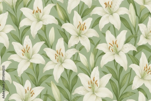 Elegant White Lilies Blooming Against a Soft Green Background